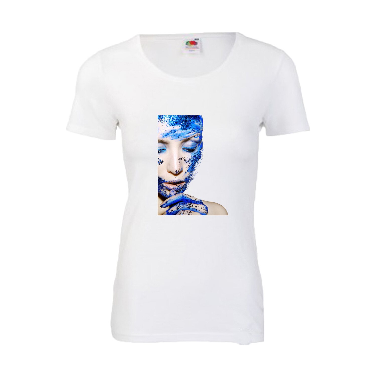 Tricou dama imprimeu grafic Fata, alb, S