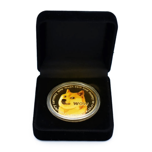Moneda colectie Dogecoin in cutie de prezentare
