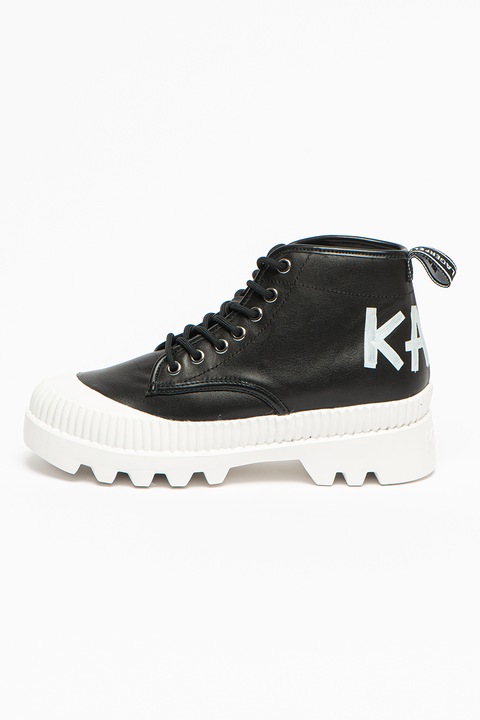 Karl Lagerfeld, Trekka II bőrcipő kontrasztos logómintával, Fekete
