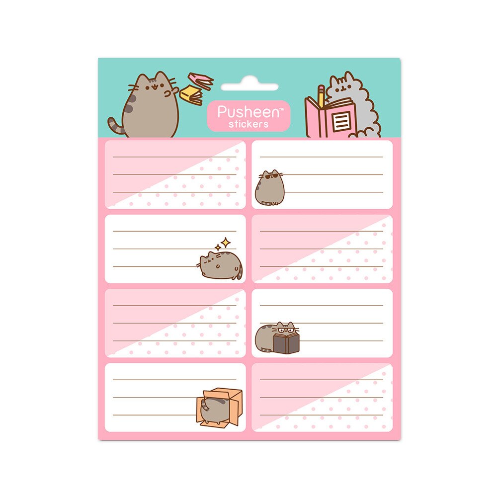 Set 16 etichete autodezive Pusheen Rose, 8x4 cm ,pentru caiete, agende, calendare