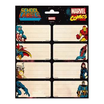 Set 16 etichete autodezive Marvel Comics Supereroi, 8x4 cm ,pentru caiete, agende, calendare Set 16 etichete autodezive Marvel Comics Supereroi, 8x4 cm ,pentru caiete, agende, calendare
