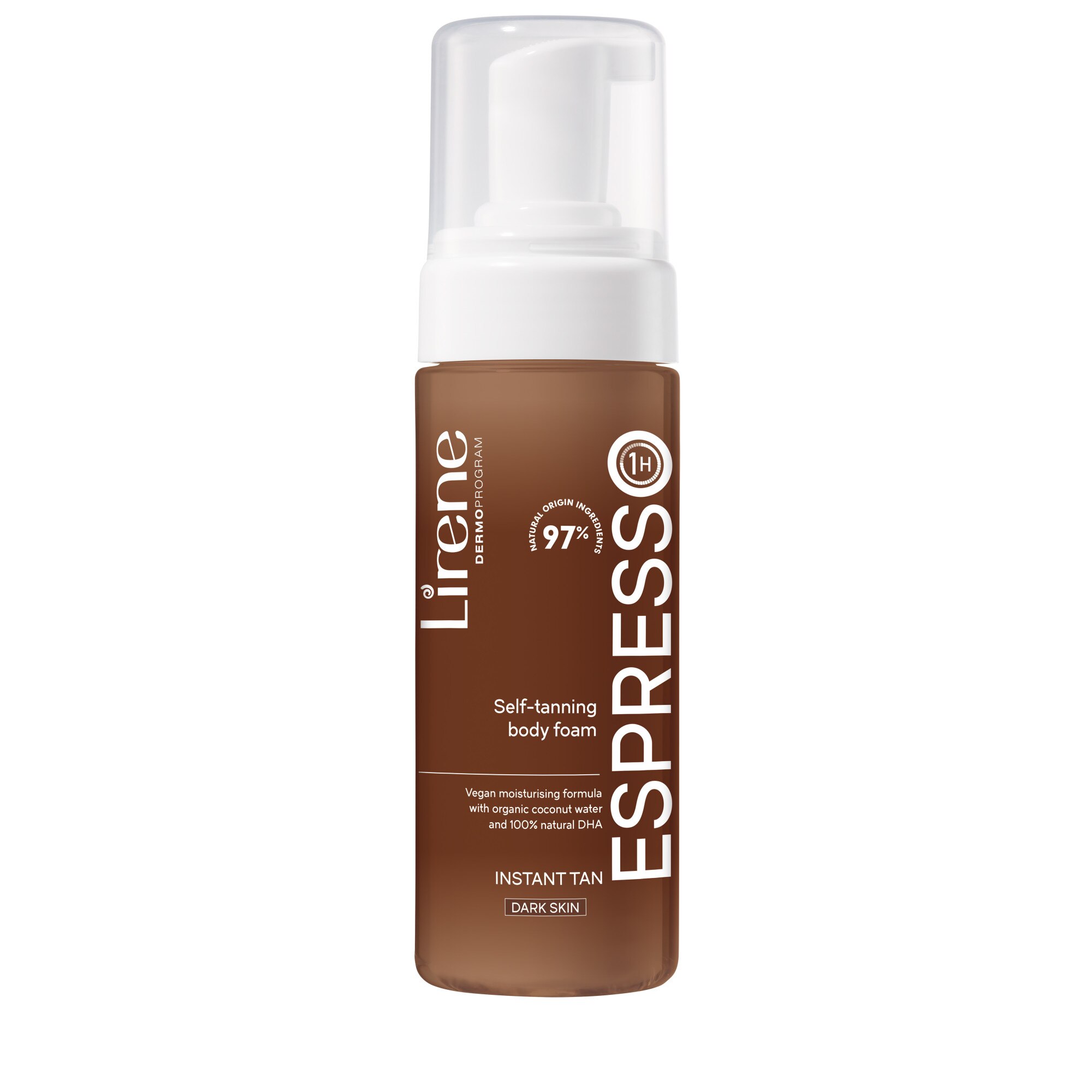 Spuma autobronzanta Lirene - ESPRESSO cu apa organica de cocos, pentru corp, 150ml