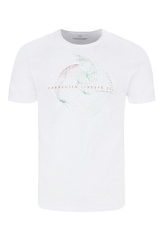 Tricou din bumbac cu decolteu la baza gatului si imprimeu grafic, Volcano, T-Auber, Alb, Alb Tricou din bumbac cu decolteu la baza gatului si imprimeu grafic, Volcano, T-Auber, Alb, Alb