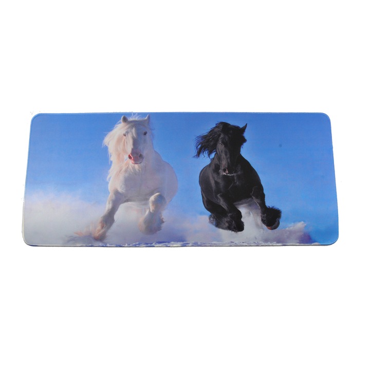 Mousepad, XXL, gaming si birou, 900 x 400 x 3mm, textil cu baza cauciucata, desen Cai