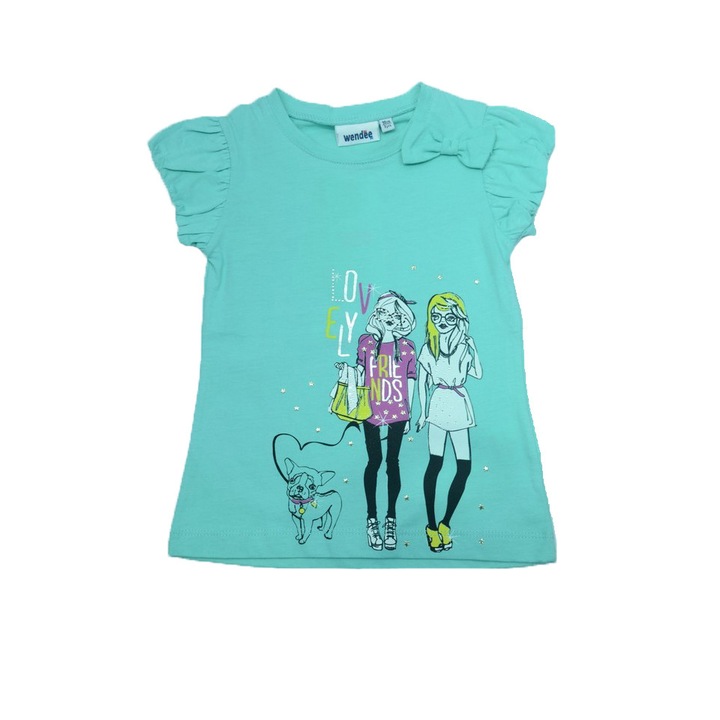 Rövid ujjú lány póló Wendee Turquoise