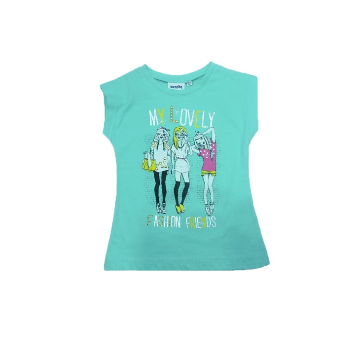 Tricou cu maneca scurta pentru fete Wendee DY102166-1-110, Turcoaz 495
