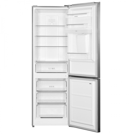 Combina Frigorifica Samus SCX392NFD, 291 L, Full No Frost, Clasa energetica F, Dozator apa, 3 Sertare congelator, H 185 cm, Inox