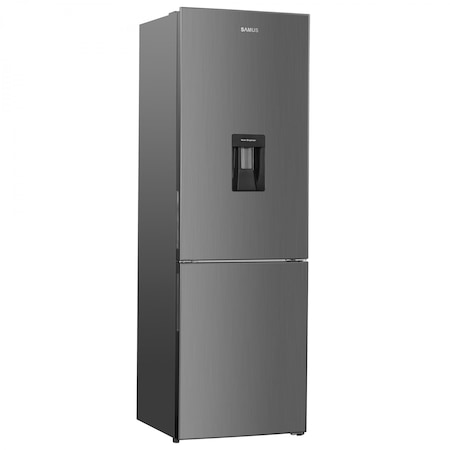 Combina Frigorifica Samus SCX392NFD, 291 L, Full No Frost, Clasa energetica F, Dozator apa, 3 Sertare congelator, H 185 cm, Inox