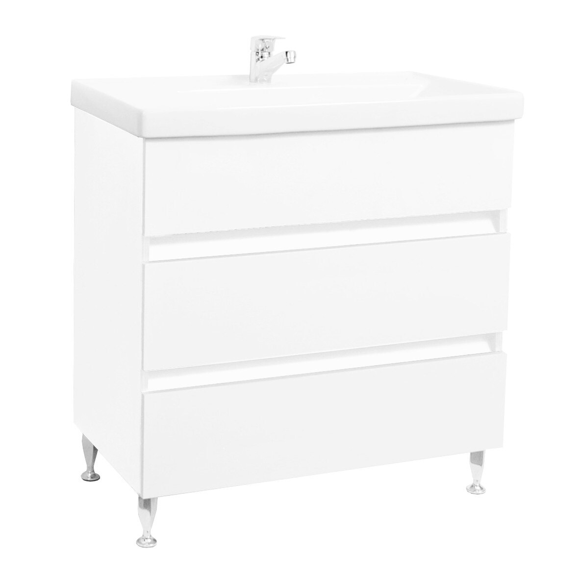 Baza si lavoar Badenmob , seria 286 cu sertare , 80x45cm , Alb