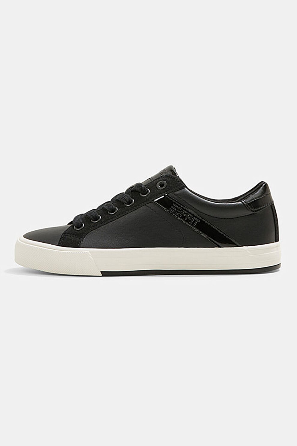 Esprit, Pantofi sport de piele ecologica cu logo, Negru, 40