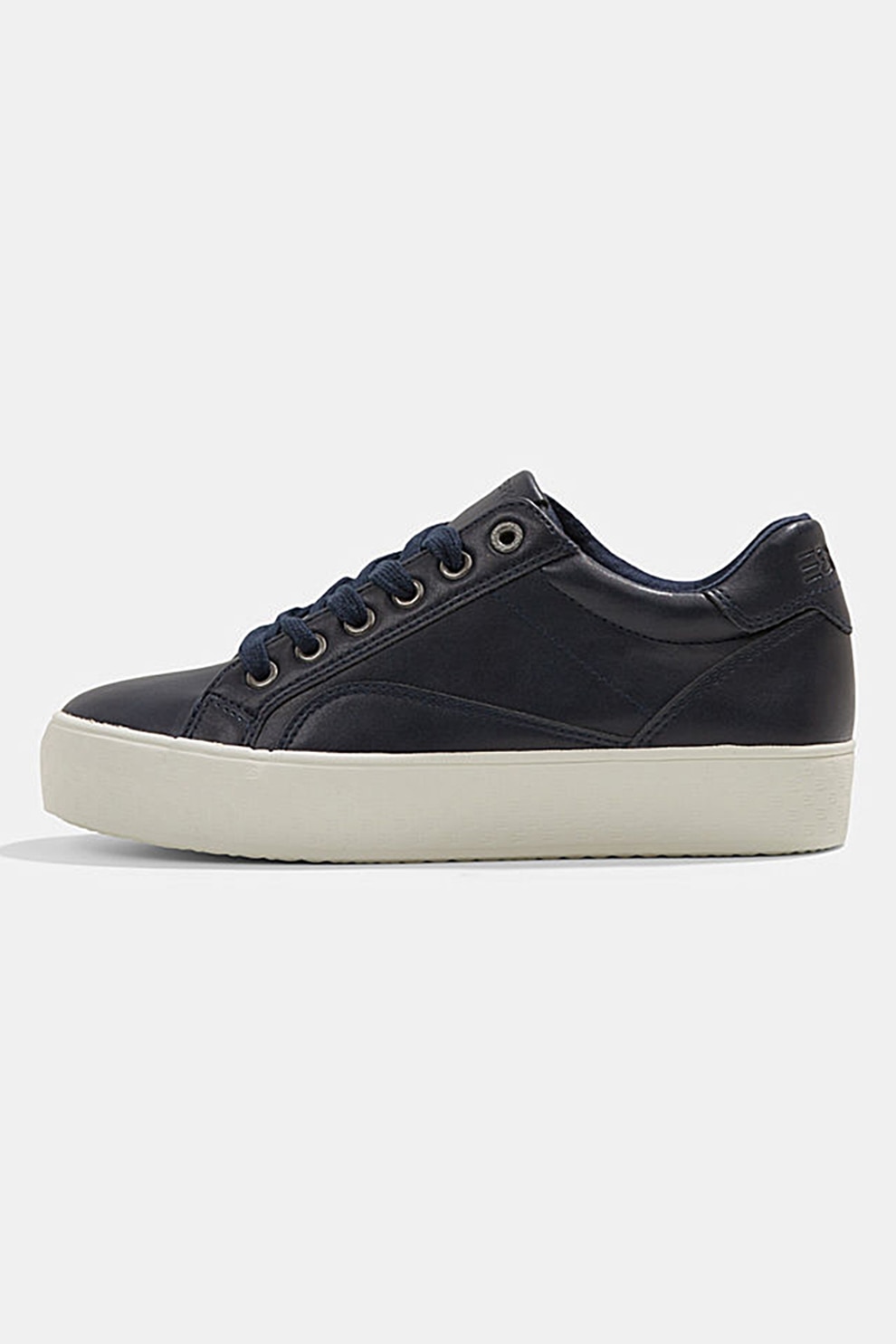 Esprit, Pantofi sport flatform de piele ecologica, Bleumarin