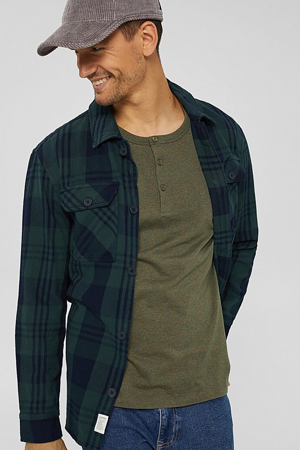 Esprit, Bluza de bumbac cu decolteu Henley