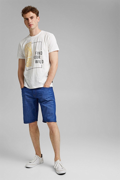 EDC by Esprit, Tricou de bumbac organic cu imprimeu grafic, Alb, M