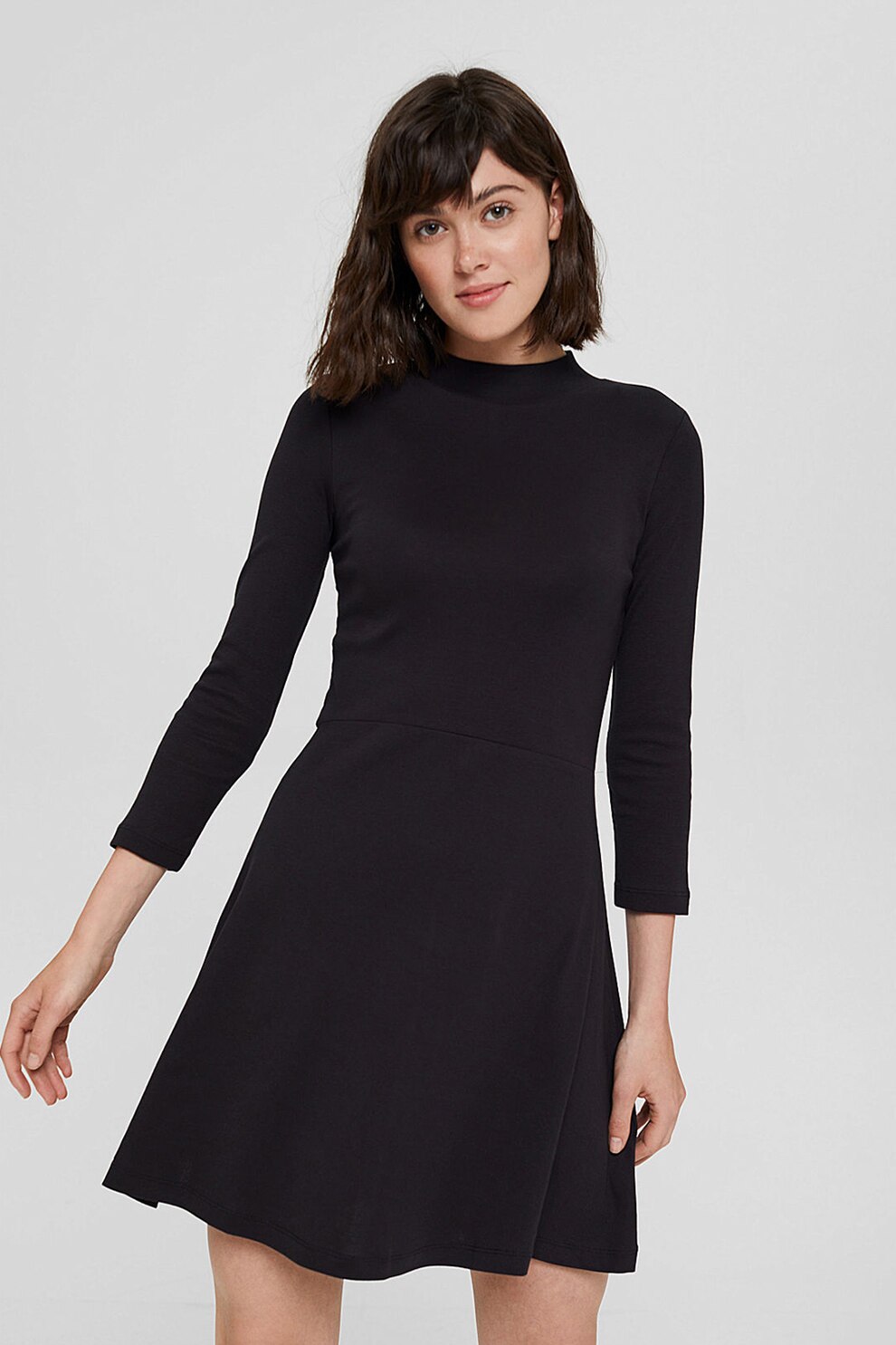 EDC by Esprit, Rochie mini evazata de bumbac organic, Negru, XL