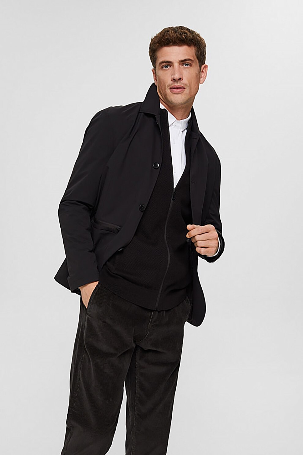 Esprit, Cardigan de bumbac organic cu aspect texturat, Negru