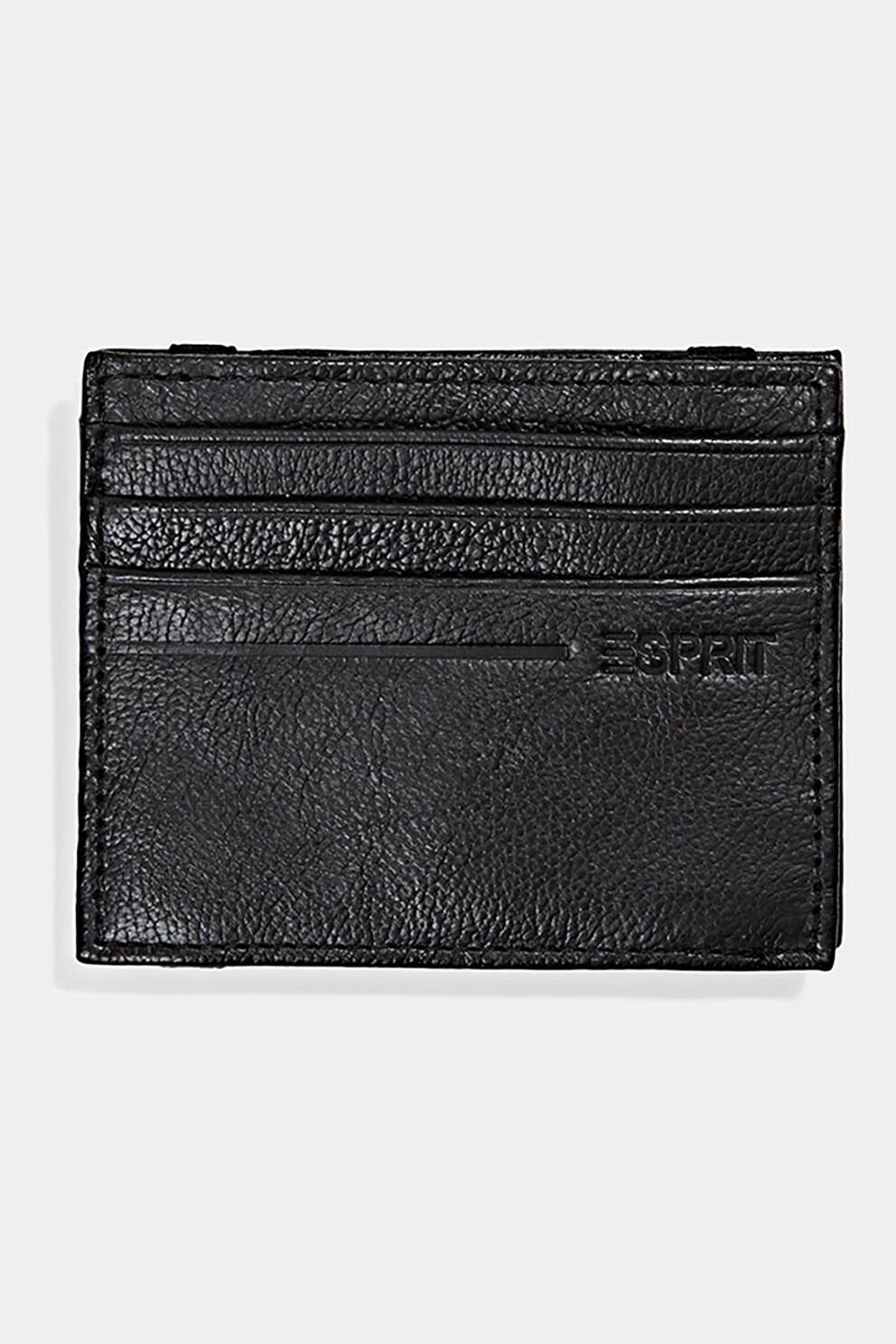 Esprit, Portcart din piele cu logo in relief, Negru