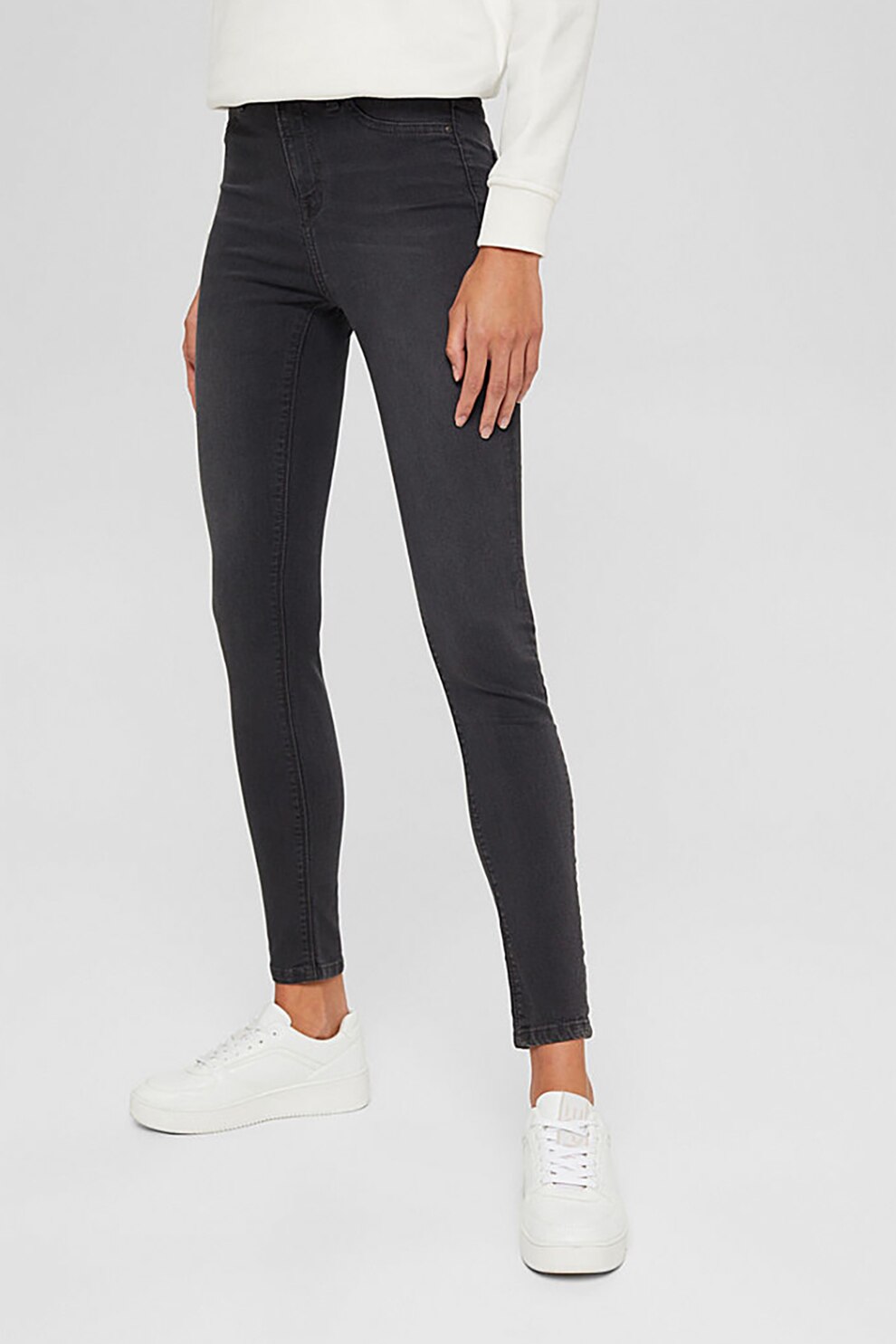 EDC by Esprit, Blugi skinny din amestec de bumbac organic, Gri antracit, W30-L30