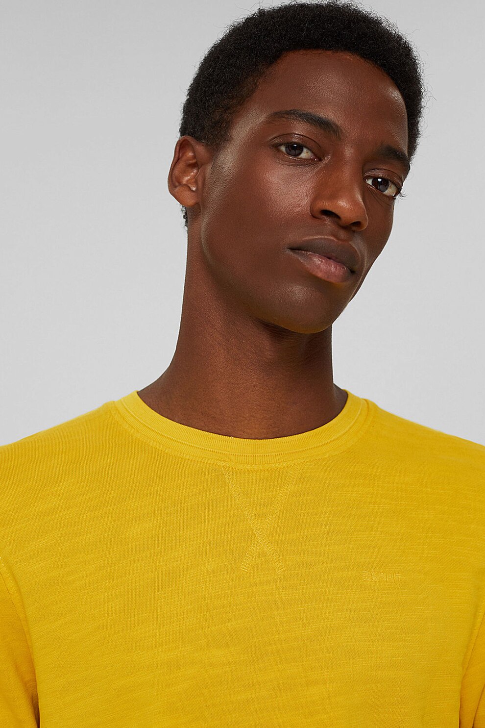 Esprit, Bluza sport din bumbac organic cu decolteu la baza gatului, Galben