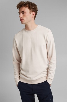 EDC by Esprit, Bluza sport de bumbac cu decolteu la baza gatului, Crem/Bej, XL EDC by Esprit, Bluza sport de bumbac cu decolteu la baza gatului, Crem/Bej, XL