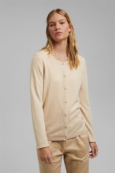 EDC by Esprit, Cardigan din amestec de bumbac organic, Bej EDC by Esprit, Cardigan din amestec de bumbac organic, Bej