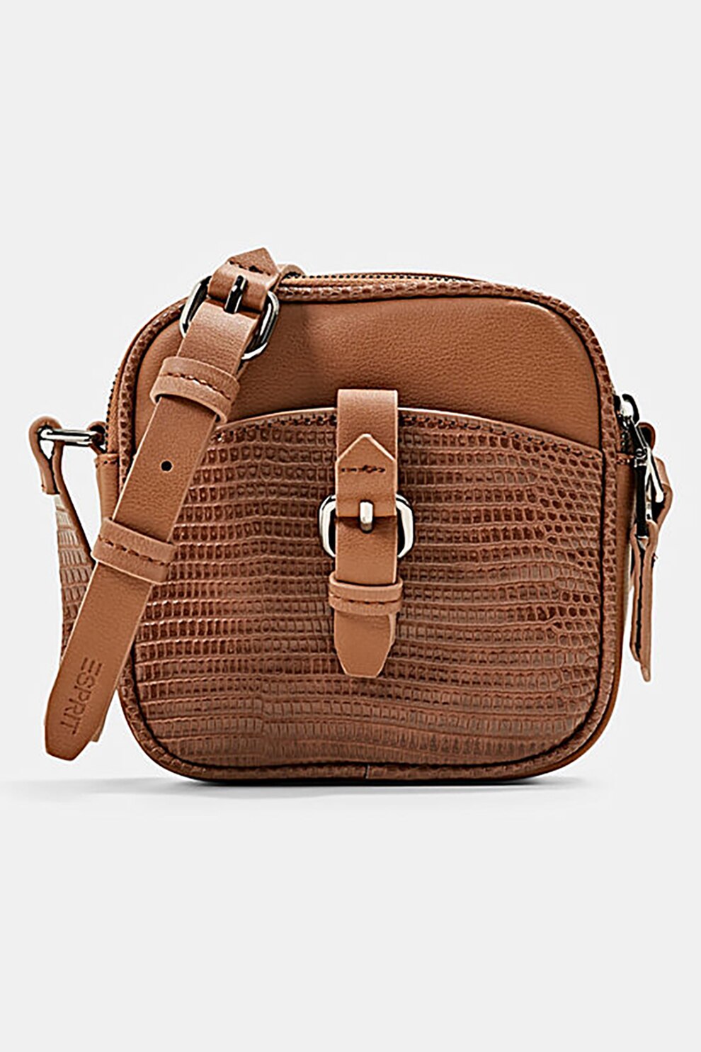 Esprit, Geanta crossbody de piele ecologica, Maro caramel