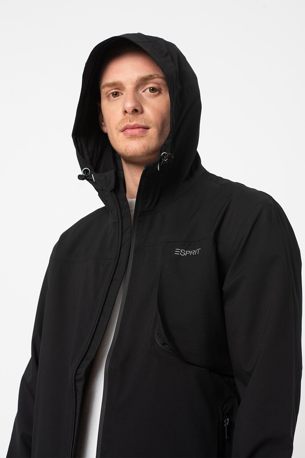 Esprit, Jacheta cu gluga si logo, Negru