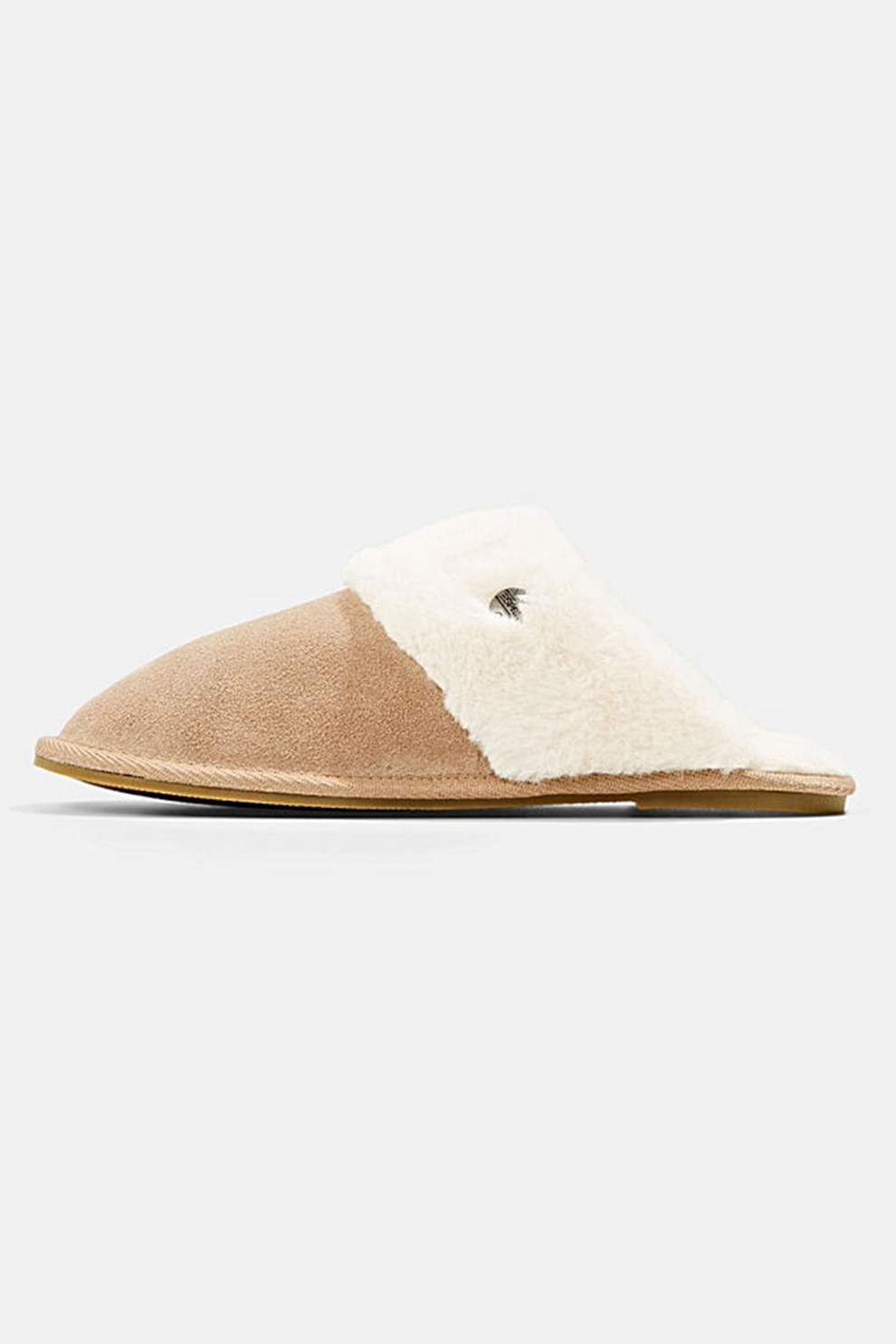 Esprit, Papuci de piele intoarsa, cu captuseala pufoasa, Bej
