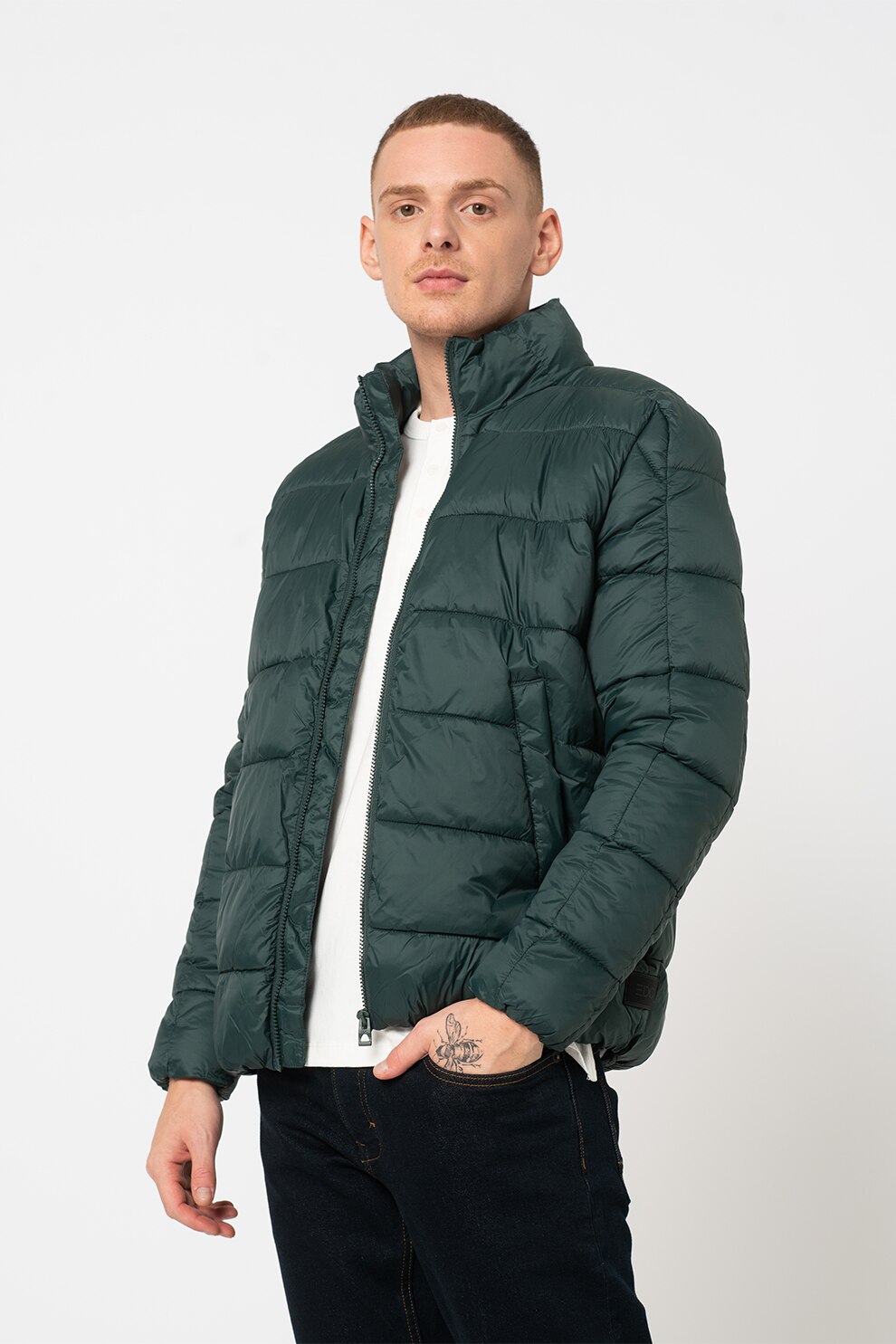 EDC by Esprit, Geaca cu vatelina si aspect matlasat, Verde