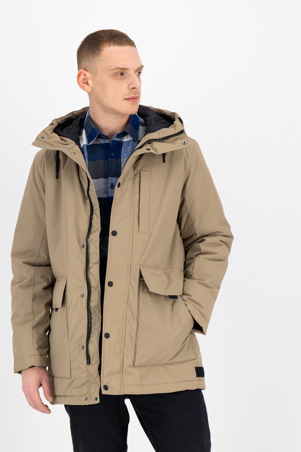 EDC by Esprit, Geaca parka cu vatelina si gluga, Maro camel