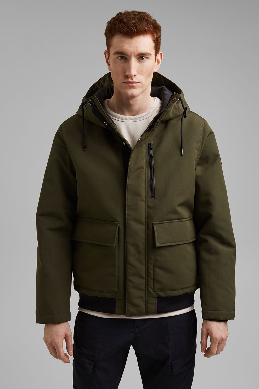 Esprit, Geaca cu gluga si terminatie elastica, Kaki