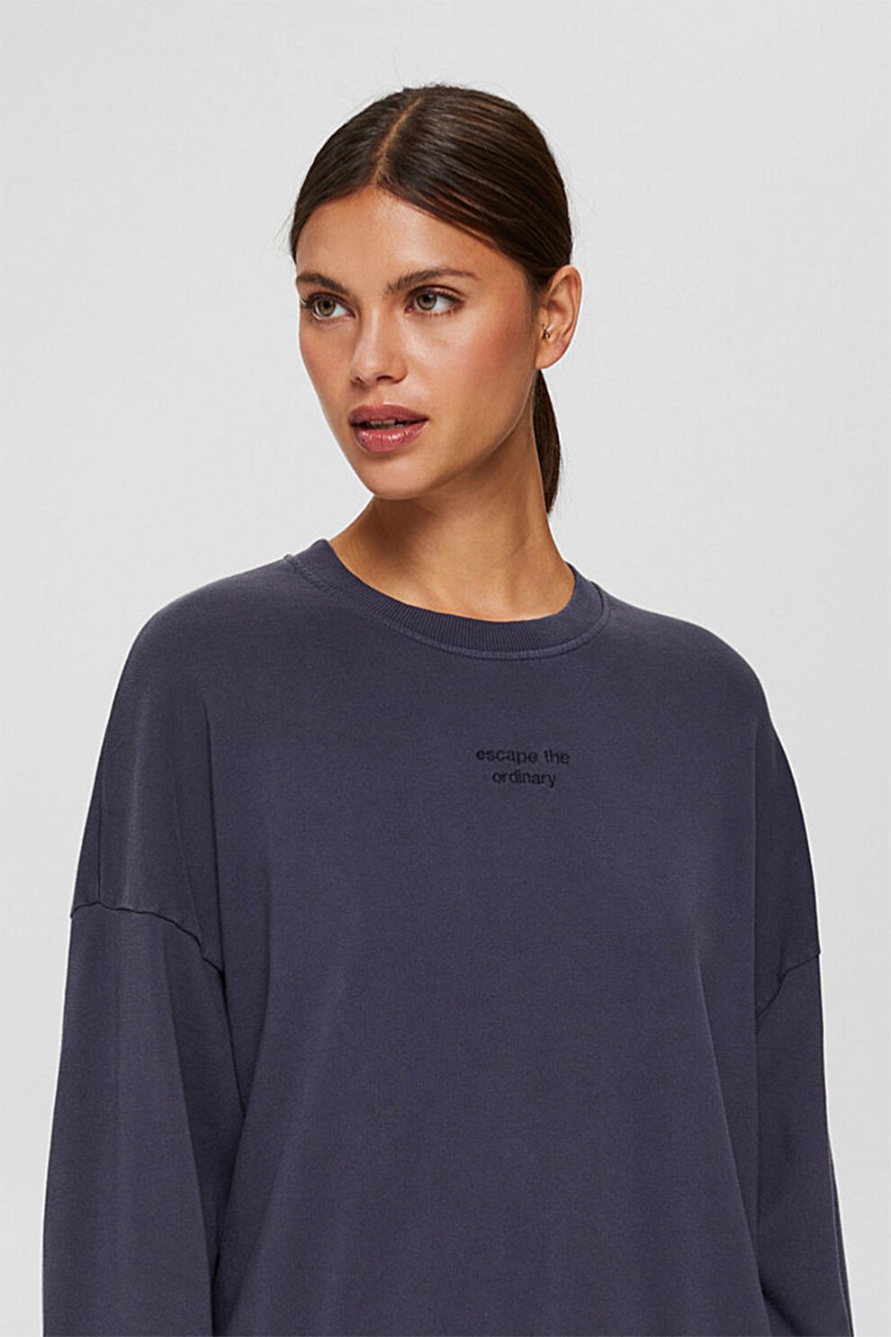 Esprit, Bluza sport lejera cu maneci cazute, Bleumarin