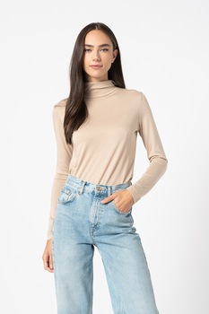 Esprit, Bluza regular fit cu guler inalt, Bej Esprit, Bluza regular fit cu guler inalt, Bej