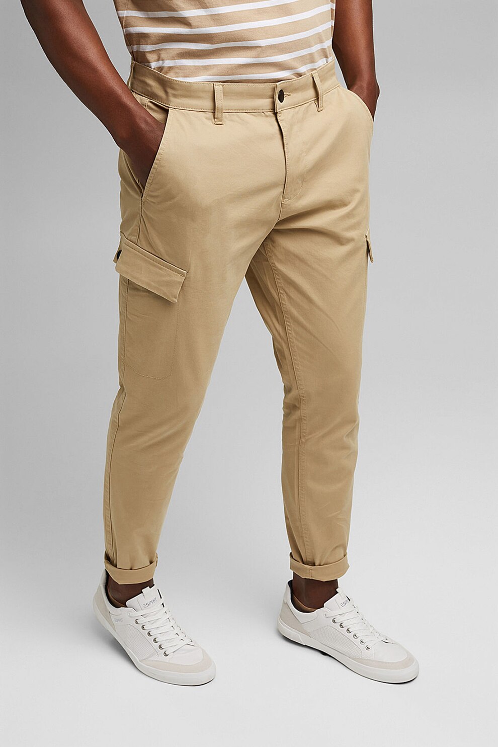 Esprit, Pantaloni cargo de bumbac organic, Bej deschis
