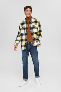 Esprit, Blugi slim fit din amestec de bumbac organic si lyocell, Albastru inchis Esprit, Blugi slim fit din amestec de bumbac organic si lyocell, Albastru inchis