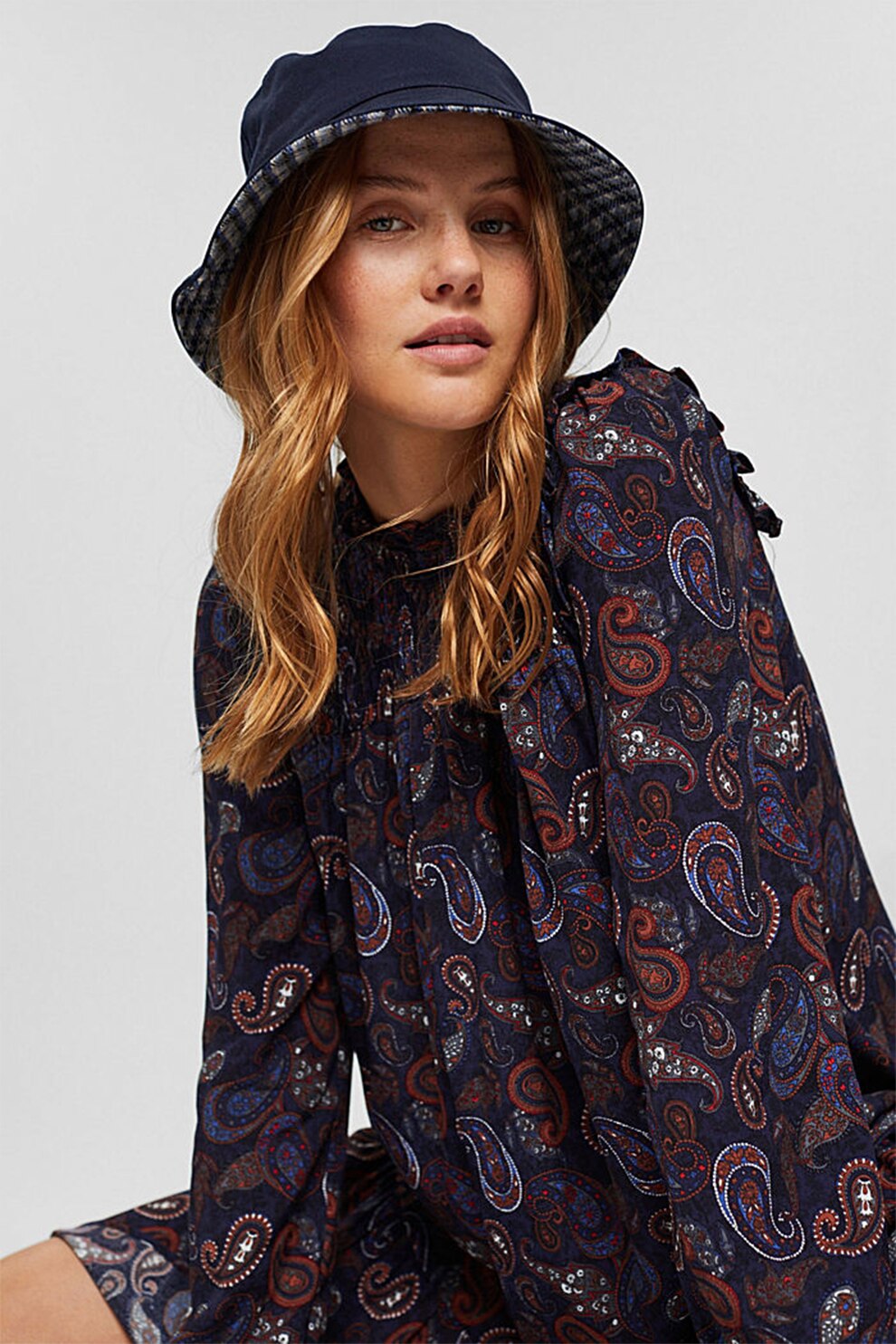 EDC by Esprit, Rochie midi evazata cu model paisley, Bleumarin, M