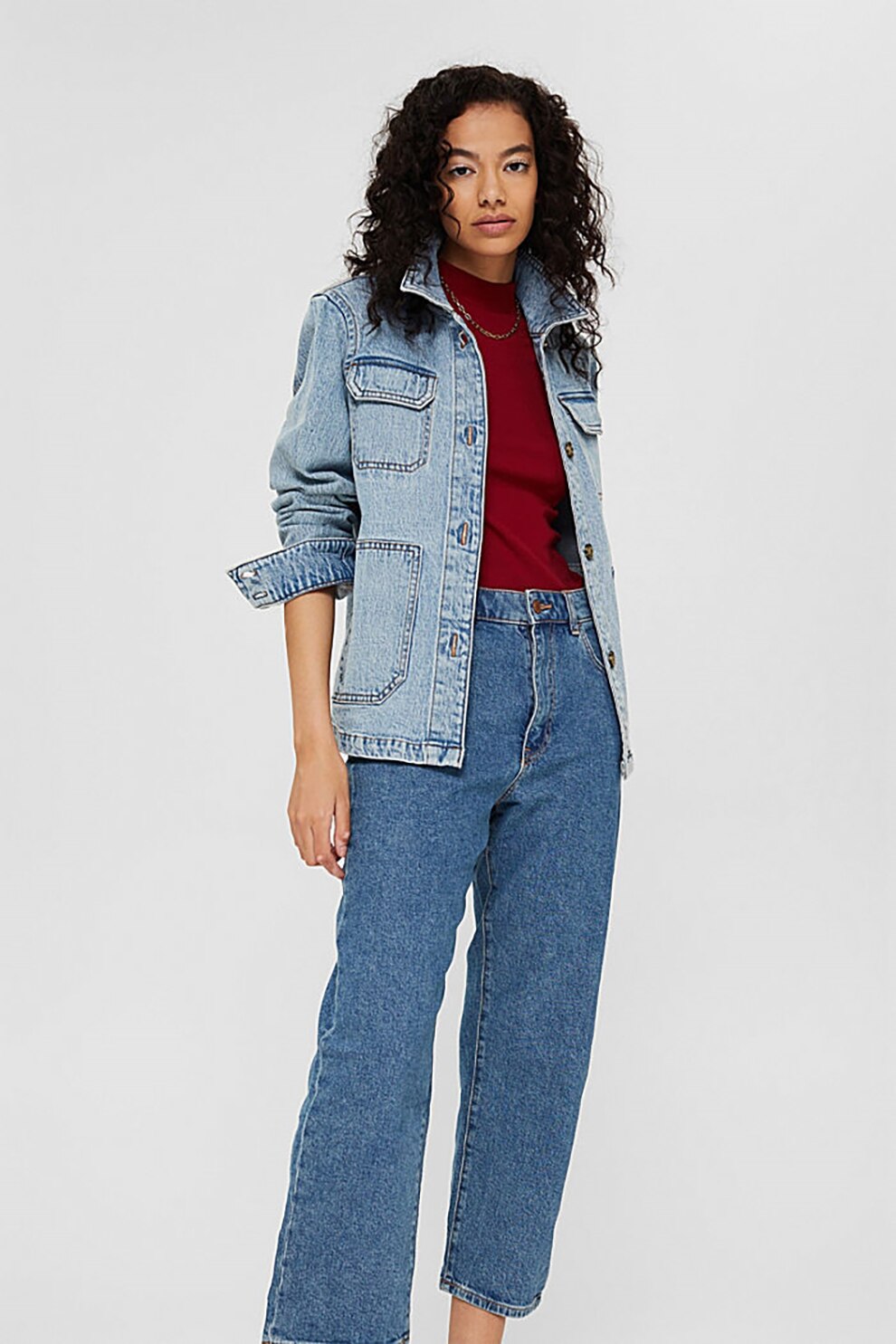 EDC by Esprit, Blugi drepti din amestec de bumbac organic si lyocell, Albastru