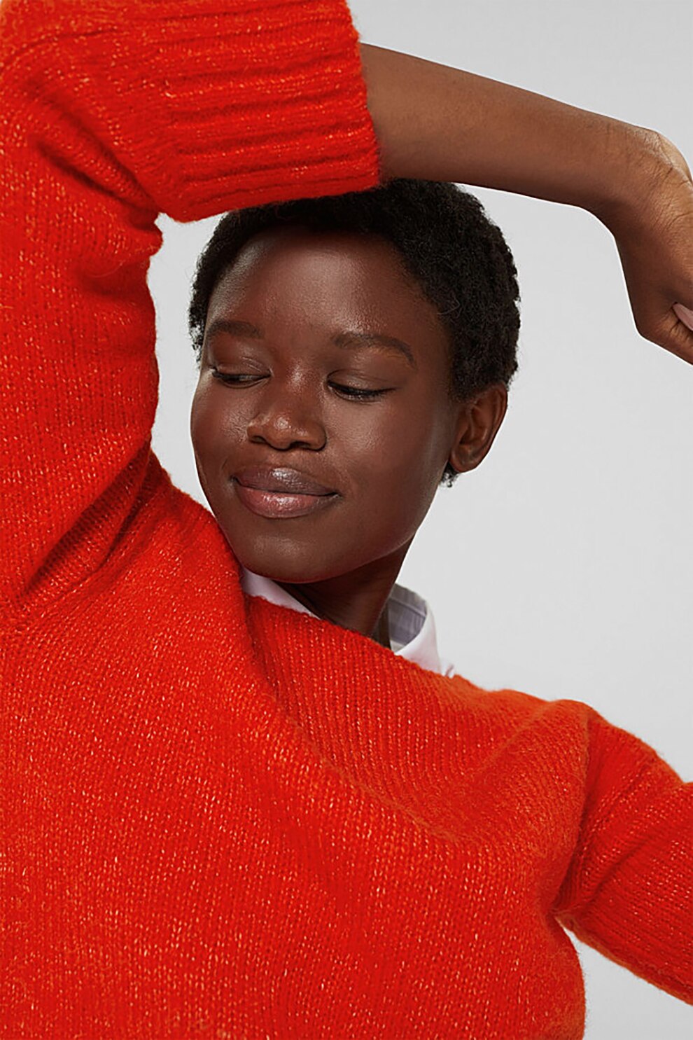 Esprit, Pulover cu decolteu barcuta, Rosu vermilion