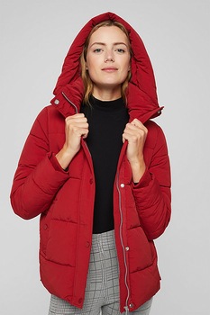 Esprit, Geaca cu gluga si aspect matlasat, Rosu inchis Esprit, Geaca cu gluga si aspect matlasat, Rosu inchis