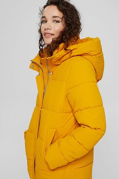 Esprit, Geaca cu gluga si aspect matlasat, Galben sofran Esprit, Geaca cu gluga si aspect matlasat, Galben sofran