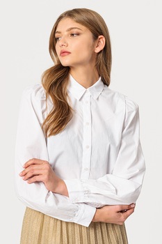Esprit, Camasa de bumbac organic cu maneci bufante, Alb Esprit, Camasa de bumbac organic cu maneci bufante, Alb
