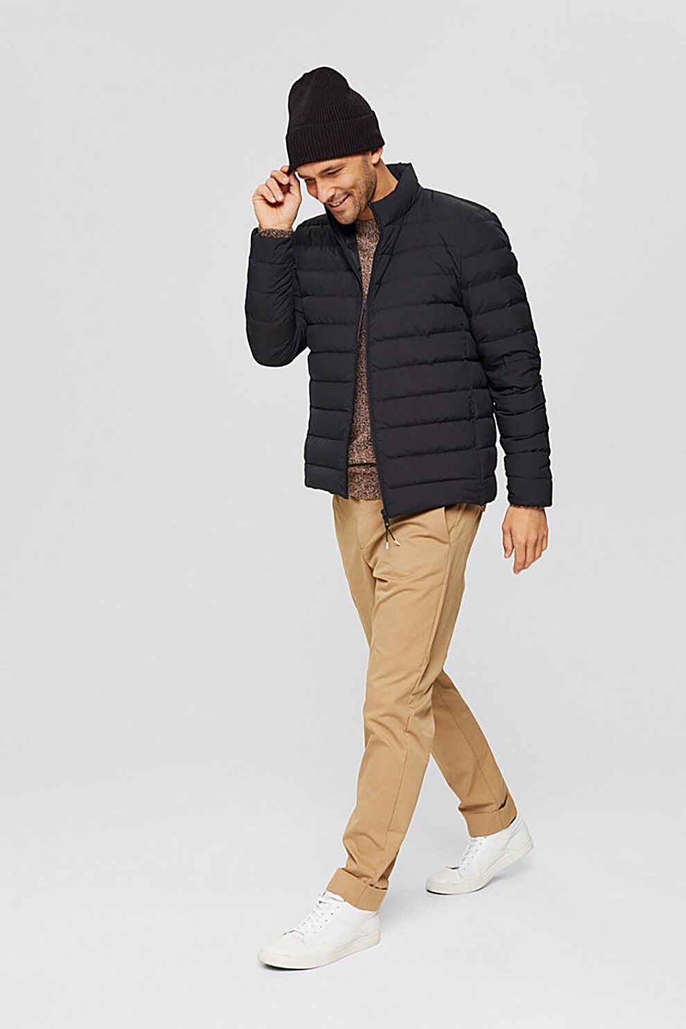 Esprit, Geaca matlasata cu buzunare cu fermoar, Negru