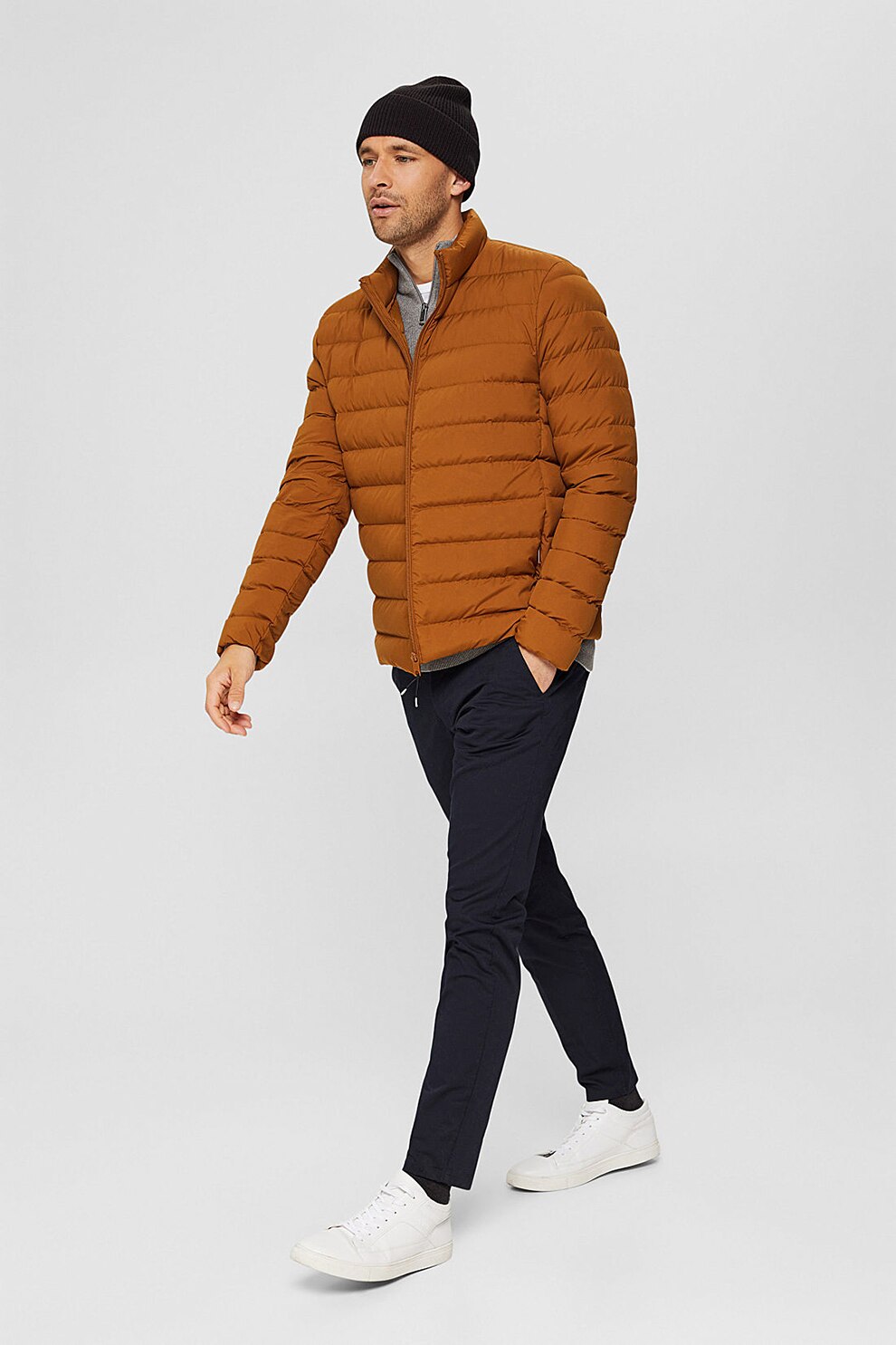 Esprit, Geaca matlasata cu buzunare cu fermoar, Maro caramel