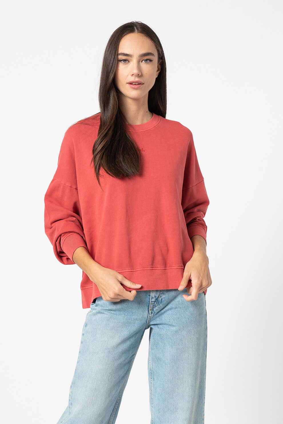 Esprit, Bluza sport lejera cu maneci cazute, Rosu stins