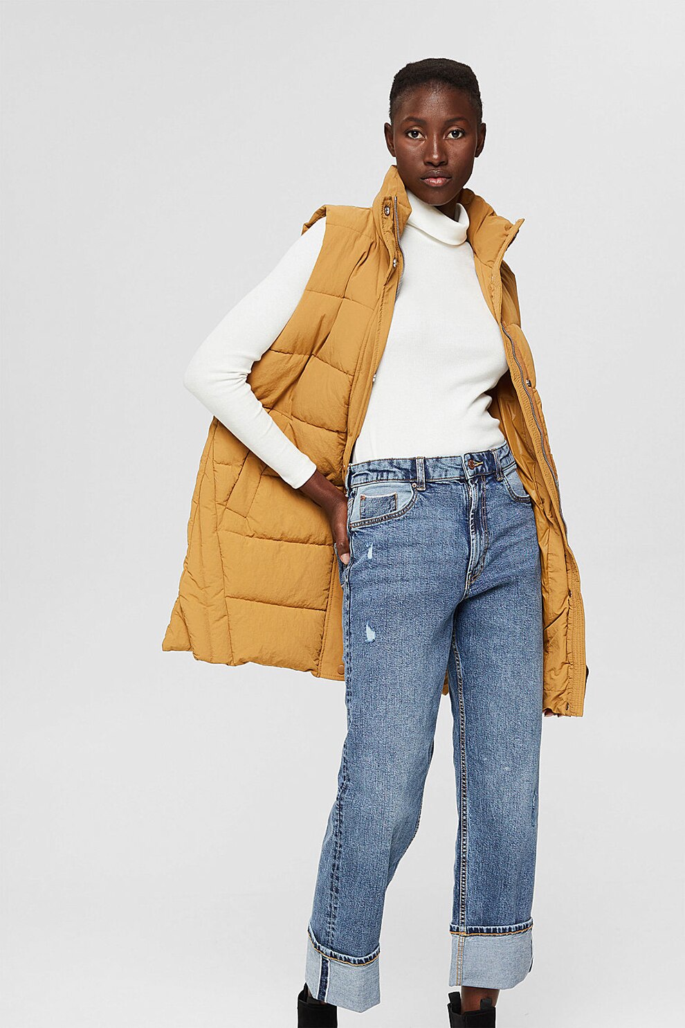 Esprit, Blugi drepti cu talie inalta, Albastru deschis