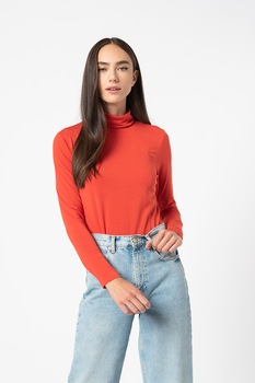Esprit, Bluza din amestec de modal cu guler inalt, Oranj mandarina Esprit, Bluza din amestec de modal cu guler inalt, Oranj mandarina