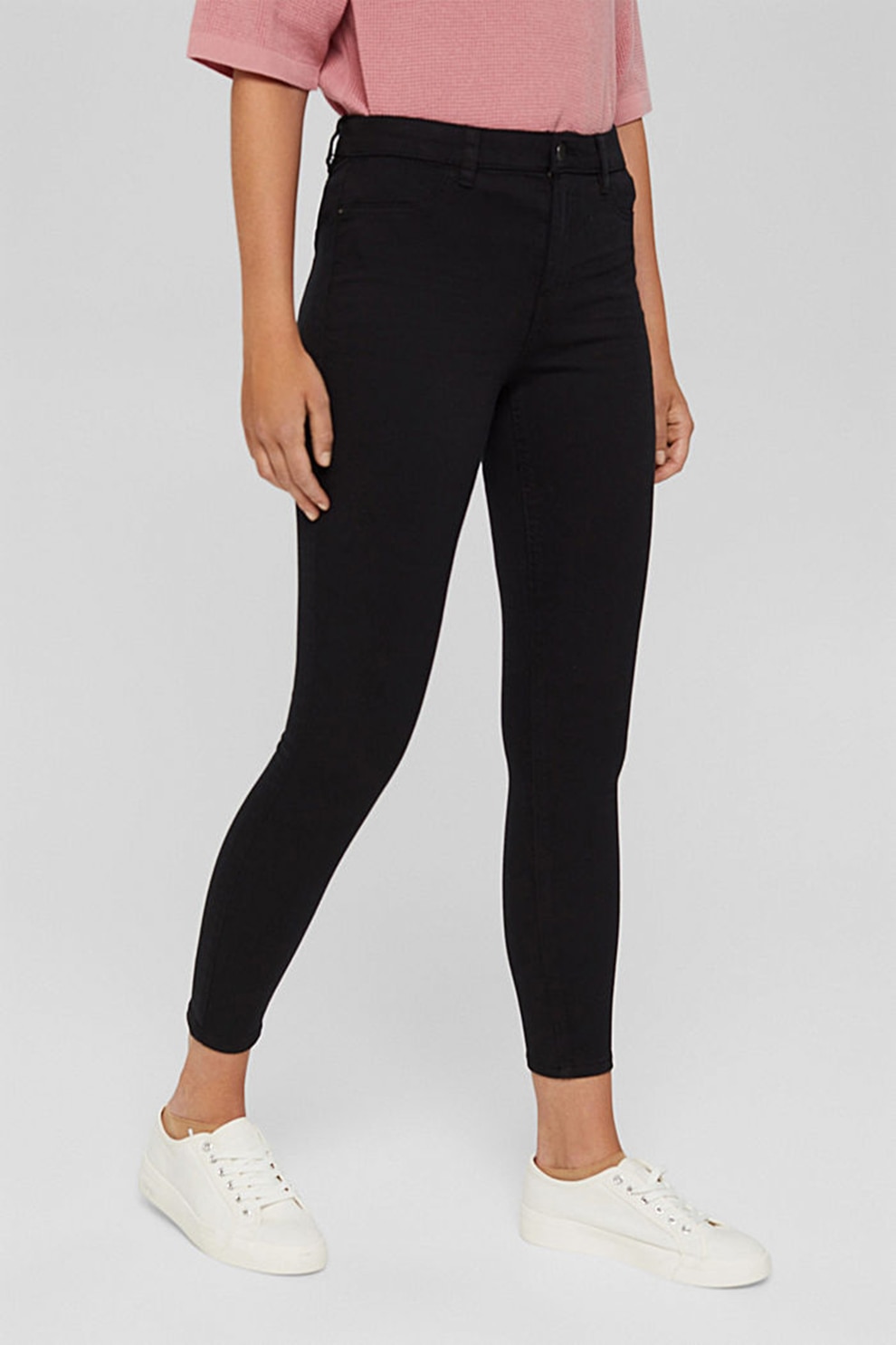 EDC by Esprit, Blugi crop din amestec de lyocell, Negru