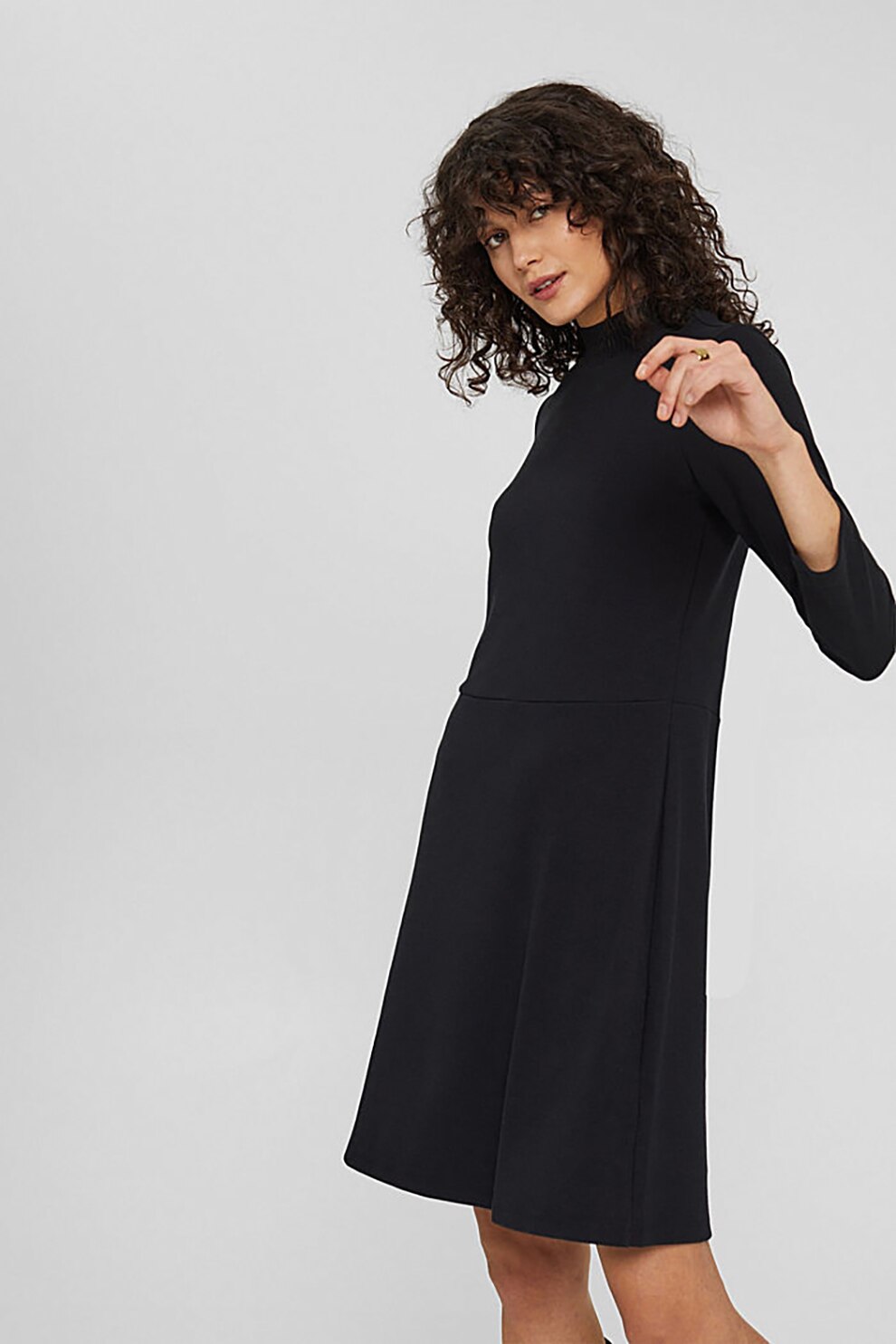 Esprit, Rochie dreapta tricotata, Negru
