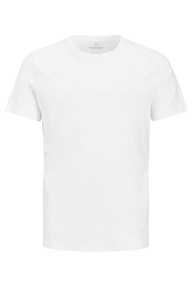 Tricou din bumbac cu decolteu rotund, Volcano, T-Basic, Alb