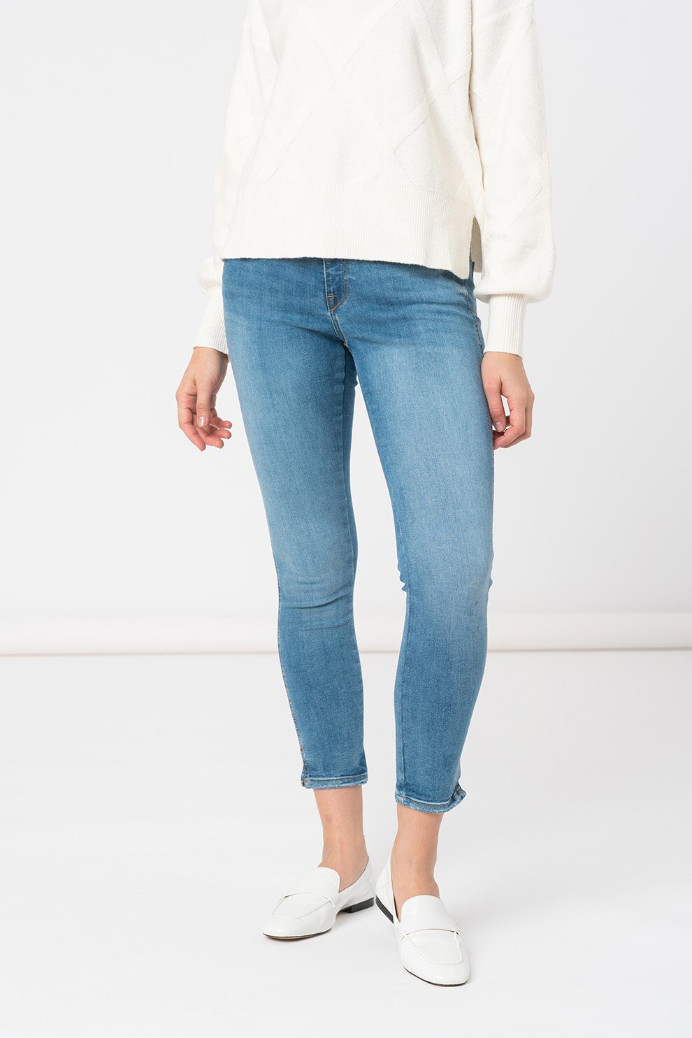 EDC by Esprit, Blugi crop slim fit, Albastru