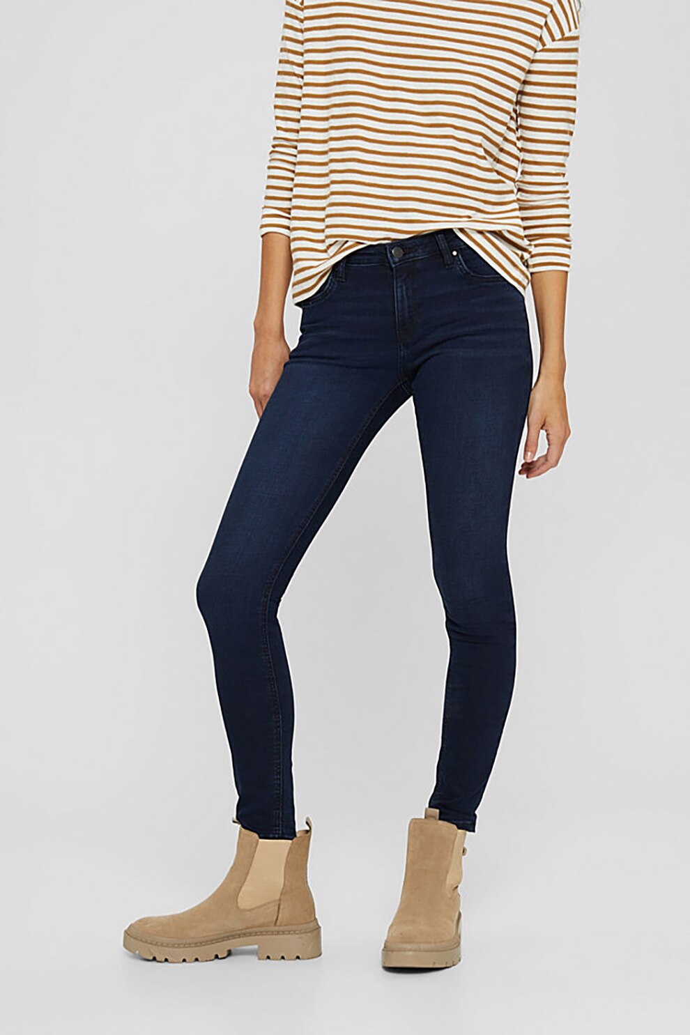 EDC by Esprit, Blugi skinny cu talie medie, Bleumarin inchis, W32-L30